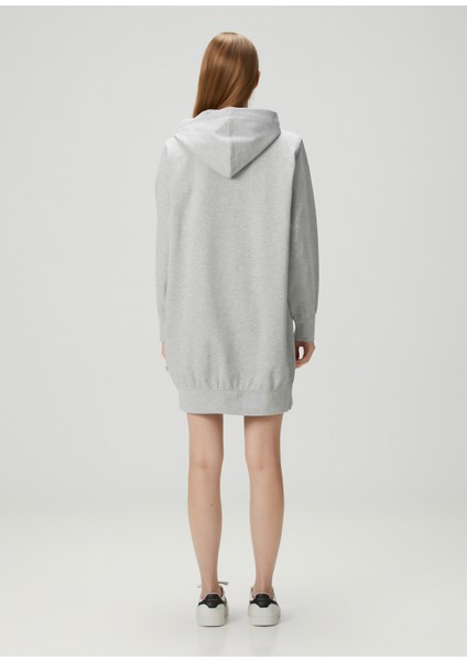 Gri Kapüşonlu Mini Sweatshirt Elbise fırsatları