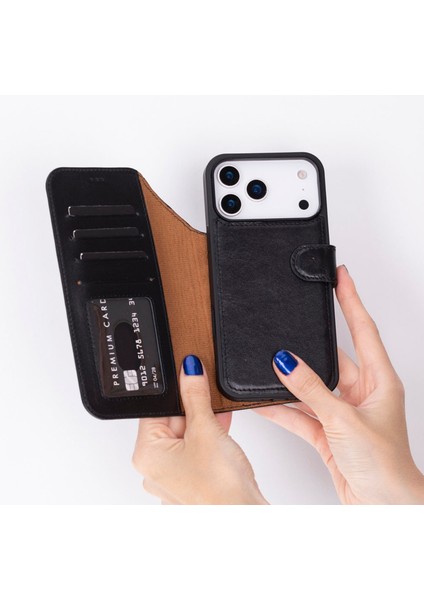 Apple iPhone 17 Pro Uyumlu Hakiki Deri Kişiselleştirilebilir Telefon Kılıfı