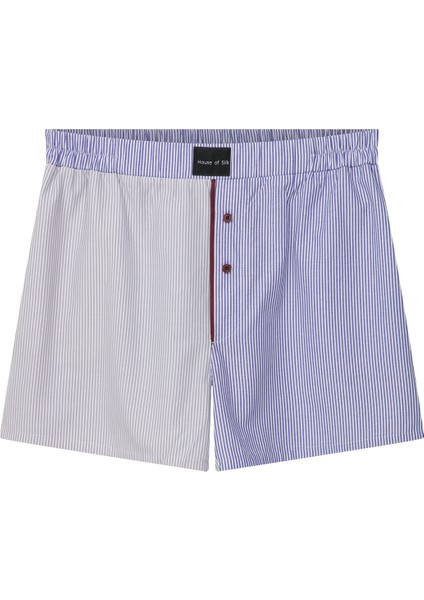 Lyron Mavi Koton Çizgili Unisex Şort