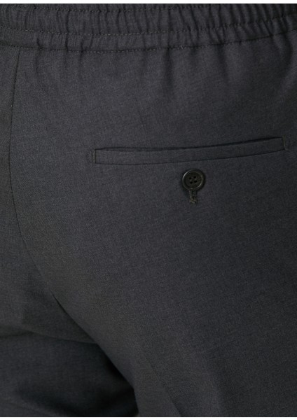 Koyu Gri Beli Kordonlu Pilili Yün Pantolon indirimleri