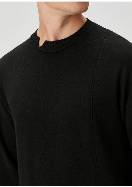 Siyah Yıpratma Detaylı Kazak indirimleri