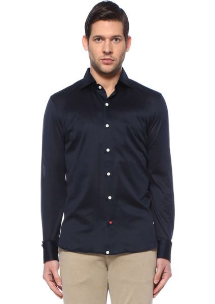 Lacivert Modern Yaka Gömlek