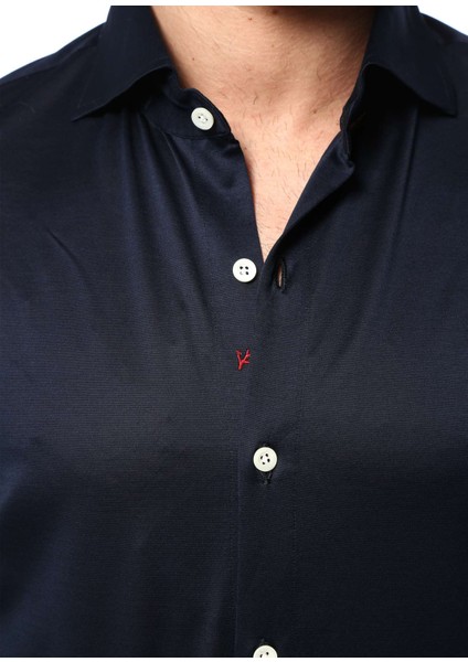 Lacivert Modern Yaka Gömlek fırsatları