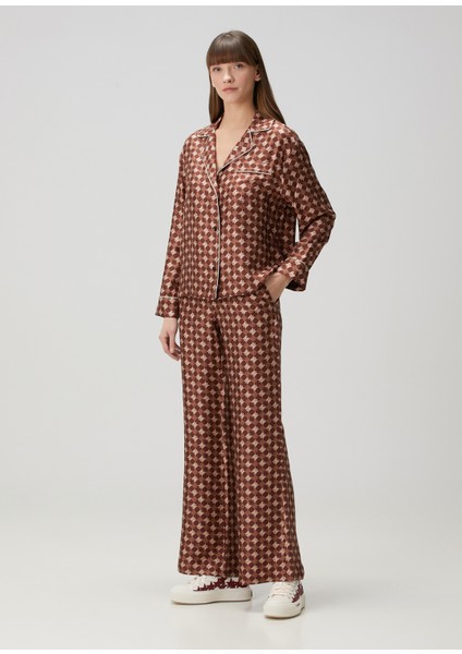 Ma Quad Kahverengi Ipek Pijama Pantolon