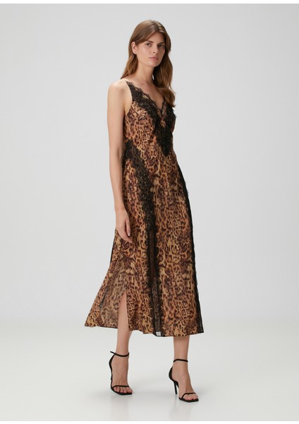 Melia Leopar Desenli Midi Elbise fiyatları