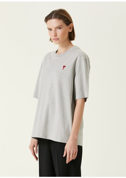 Gri Logo Nakışlı T-Shirt modelleri