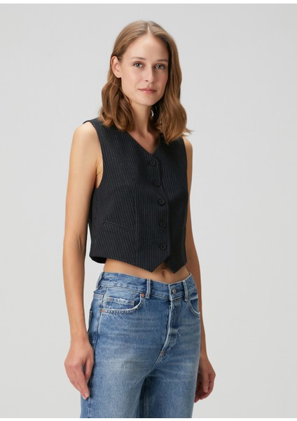 Aleida Siyah Çizgili Yelek