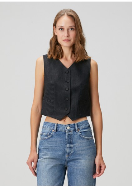 Aleida Siyah Çizgili Yelek modelleri