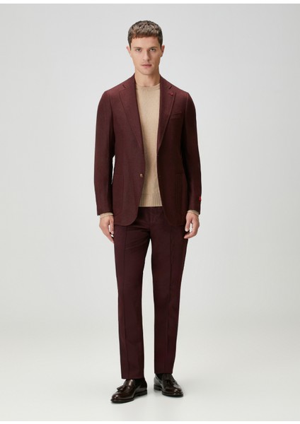 Bordo Beli Kordonlu Pantolon