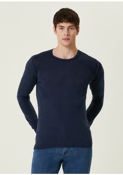 Pete Lacivert Uzun Kollu Ipek T-Shirt