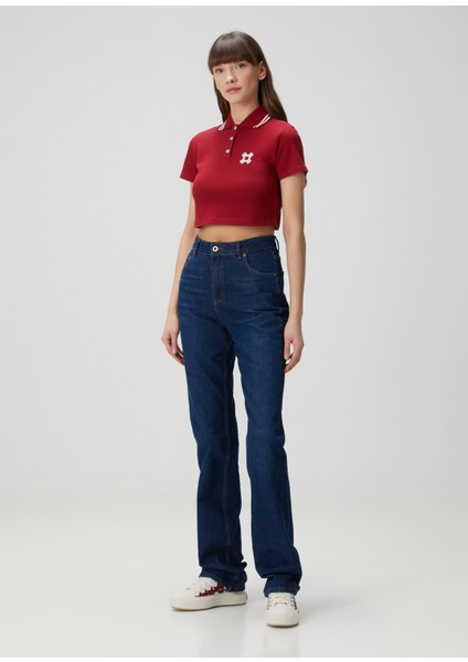 Ma Quad Bordo Crop Polo T-Shirt fiyatları