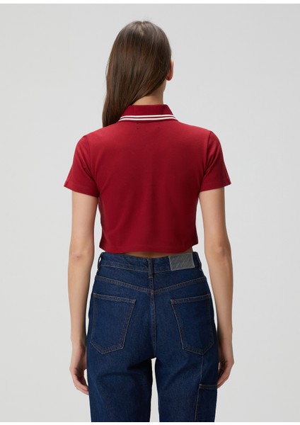 Ma Quad Bordo Crop Polo T-Shirt fırsatları