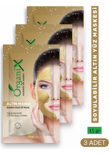 Tek Kullanımlık Altın Maske - Cilt Yenileyici Soyulabilir Maske 15 gr (3 Adet)