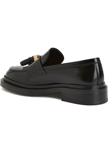 Siyah Püsküllü Kadın Deri Loafer modelleri