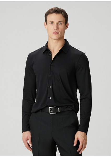 Regular Fit Siyah Gömlek