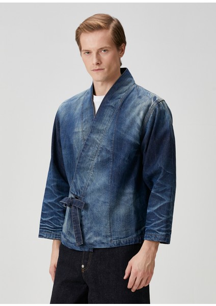 Koyu Mavi Denim Kimono modelleri