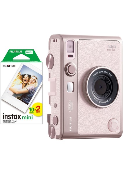 Instax Mini Evo Gentle Rose Hybrit Fotoğraf Makinesi ve 20'li Film