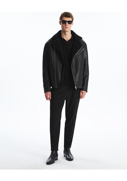 Yeni Sezon Slim Fit Ceket Yaka Erkek Deri Görünümlü Mont fiyatları