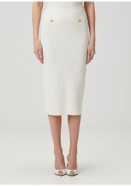 Beyaz Midi Yün Kalem Etek fiyatları