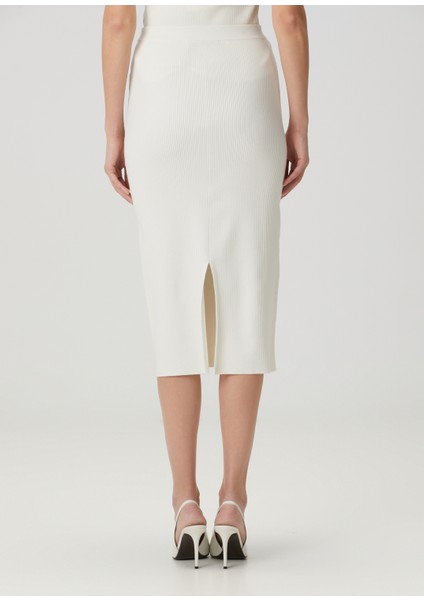 Beyaz Midi Yün Kalem Etek fırsatları