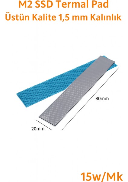 M2 SSD Termal Pad - Gri Renk | 1,5 mm Kalınlık | 80X20 mm | 15W/MK fiyatları