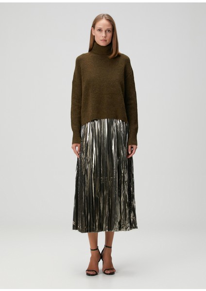 Spark Haki Silver Midi Elbise