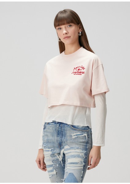 Arts District Açık Pembe Crop T-Shirt