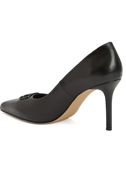 Siyah Kaz Logolu Deri Stiletto modelleri
