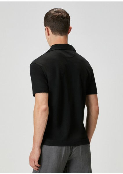Siyah Polo Yaka Yün T-Shirt fırsatları