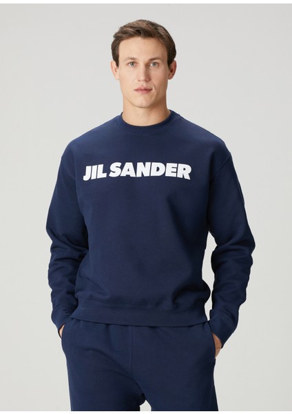 Lacivert Logo Baskılı Sweatshirt