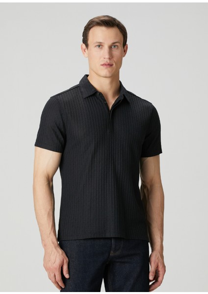 Regular Fit Grana Siyah Polo Yaka Kısa Kollu Triko