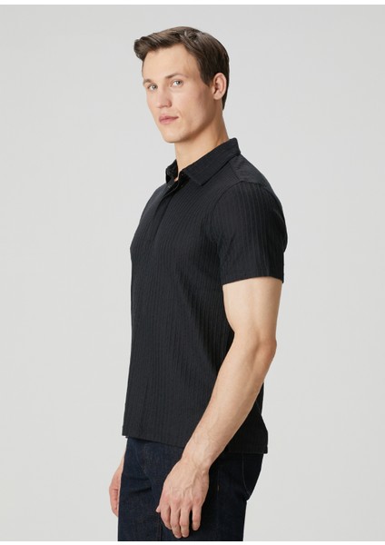 Regular Fit Grana Siyah Polo Yaka Kısa Kollu Triko modelleri