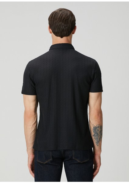 Regular Fit Grana Siyah Polo Yaka Kısa Kollu Triko fırsatları