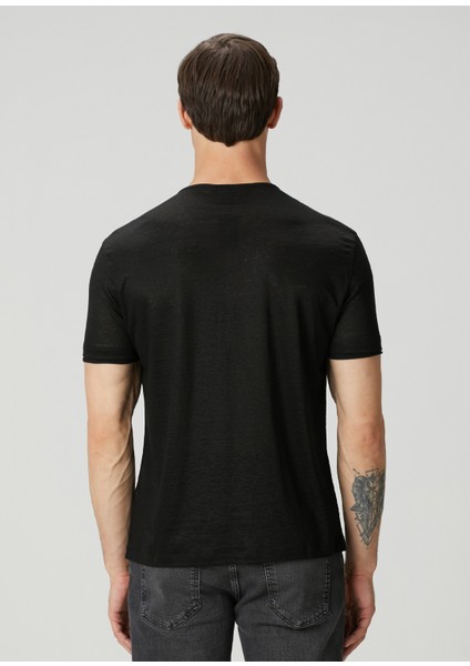 Regular Fit Bleecker Yakası Düğmeli Keten T-Shirt fırsatları