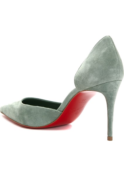 Iriza Su Yeşili Deri Stiletto modelleri