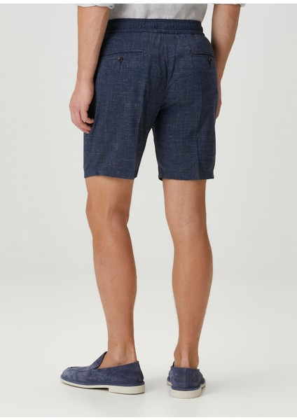 Lacivert Beli Kordonlu Yün Bermuda modelleri