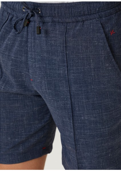 Lacivert Beli Kordonlu Yün Bermuda fırsatları