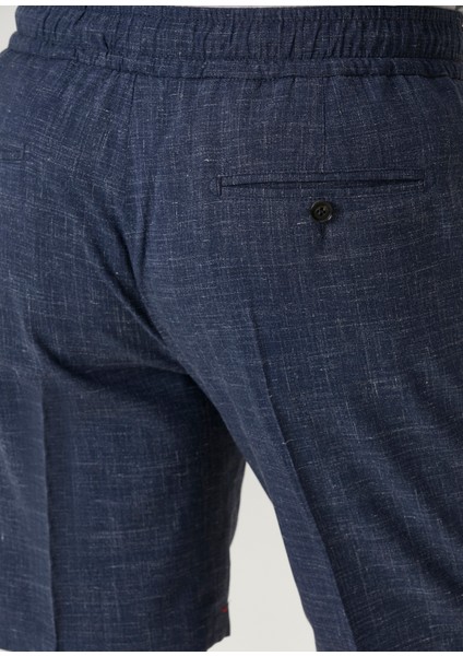 Lacivert Beli Kordonlu Yün Bermuda indirimleri