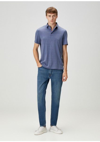 Slim Fit Koyu Mavi Jean Pantolon
