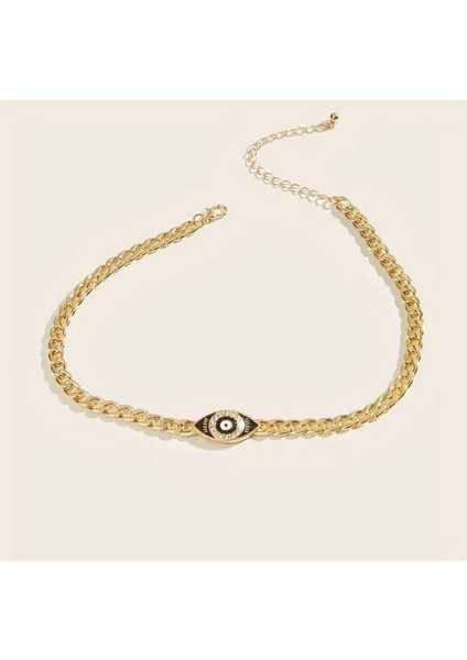 Altın Rengi Choker Kolye Taşlı Göz Charmlı Kolye fiyatları