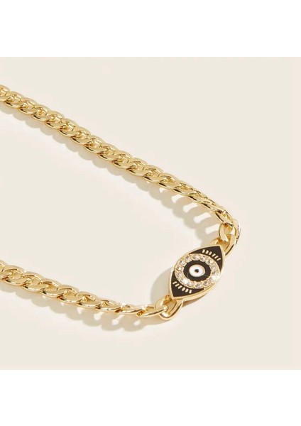 Altın Rengi Choker Kolye Taşlı Göz Charmlı Kolye modelleri