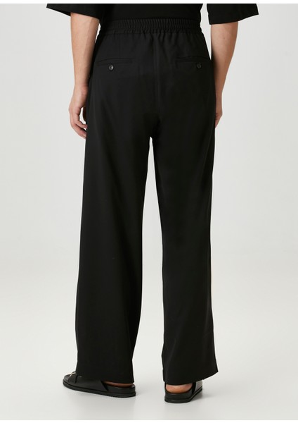 Siyah Beli Kordonlu Yün Pantolon modelleri