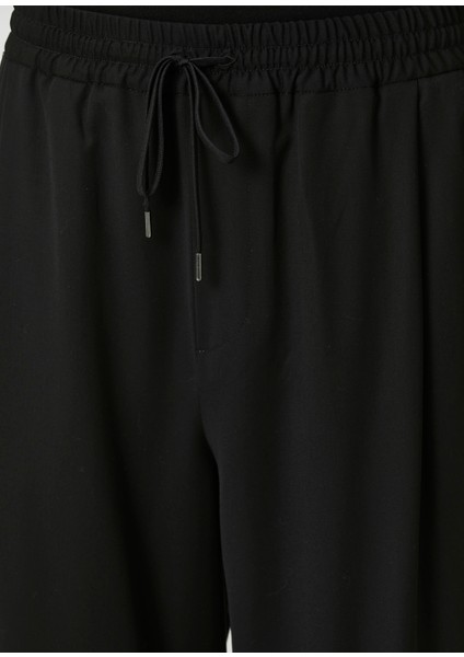 Siyah Beli Kordonlu Yün Pantolon fırsatları