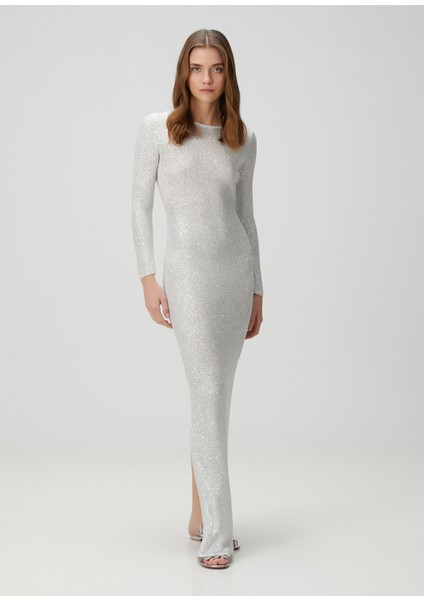 Beyaz Payet Işlemeli Maksi Elbise modelleri