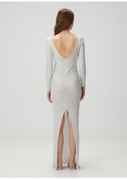 Beyaz Payet Işlemeli Maksi Elbise fırsatları