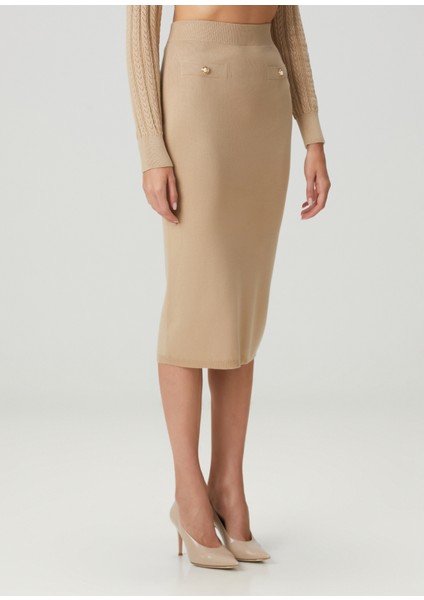 Bej Midi Yün Kalem Etek fiyatları