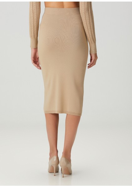 Bej Midi Yün Kalem Etek fırsatları