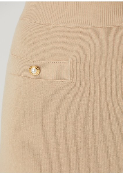 Bej Midi Yün Kalem Etek indirimleri