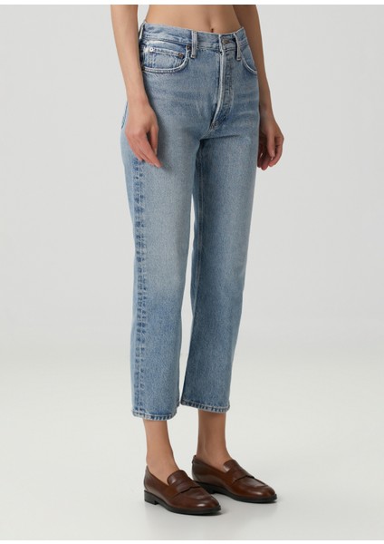 90S Pinch Mavi Crop Straight Jean Pantolon fiyatları