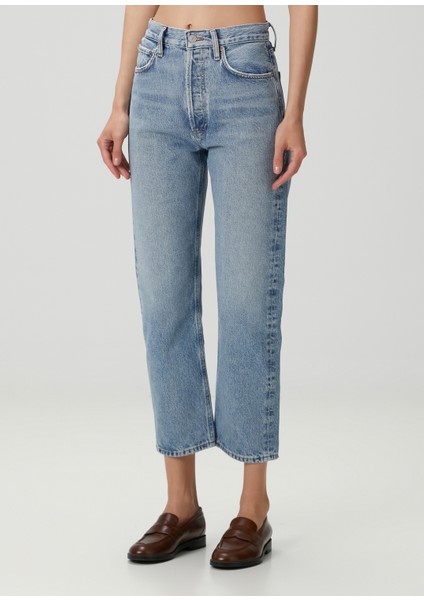 90S Pinch Mavi Crop Straight Jean Pantolon modelleri